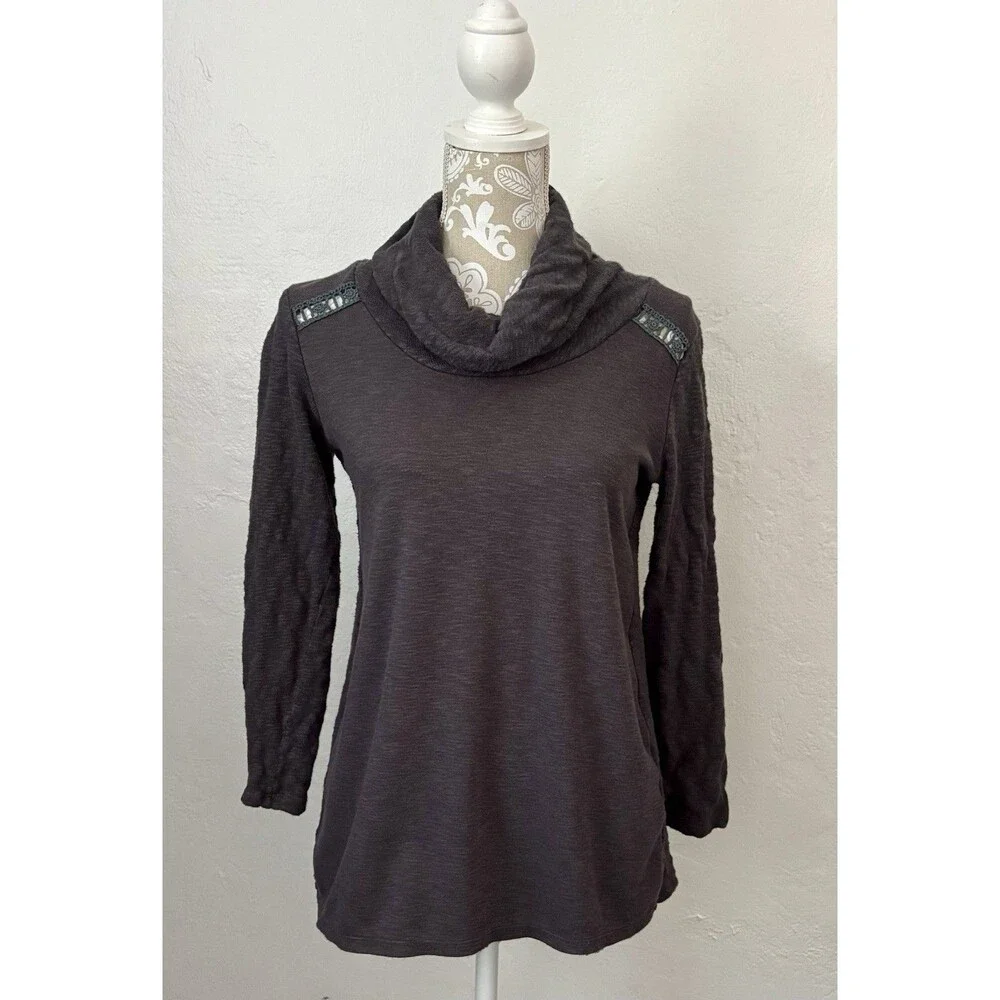 North River Womens Small Sweater Grey French Terry Cowlneck